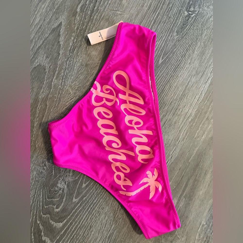 Victoria's Secret Aloha Beaches Pink Palm Tree Barbie Bikini Bottom Swimsuit